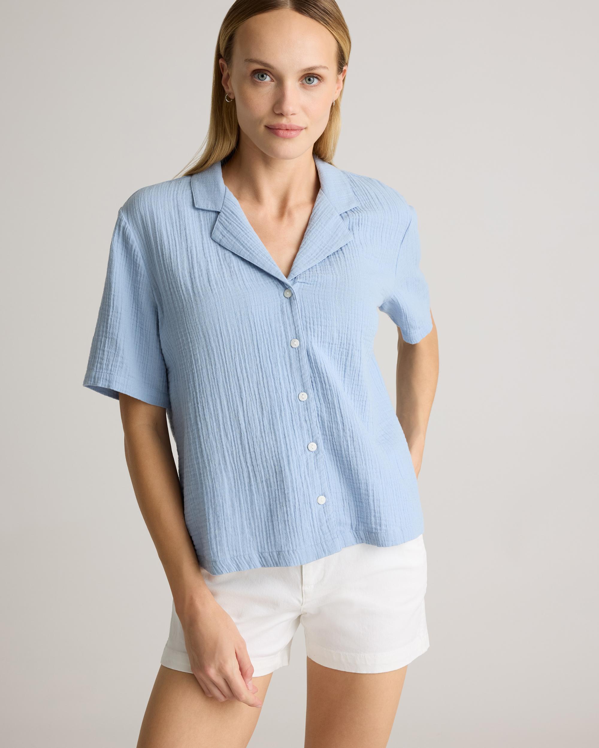 Quince | Women's Gauze Short Sleeve Shirt Organic Cotton Product Image