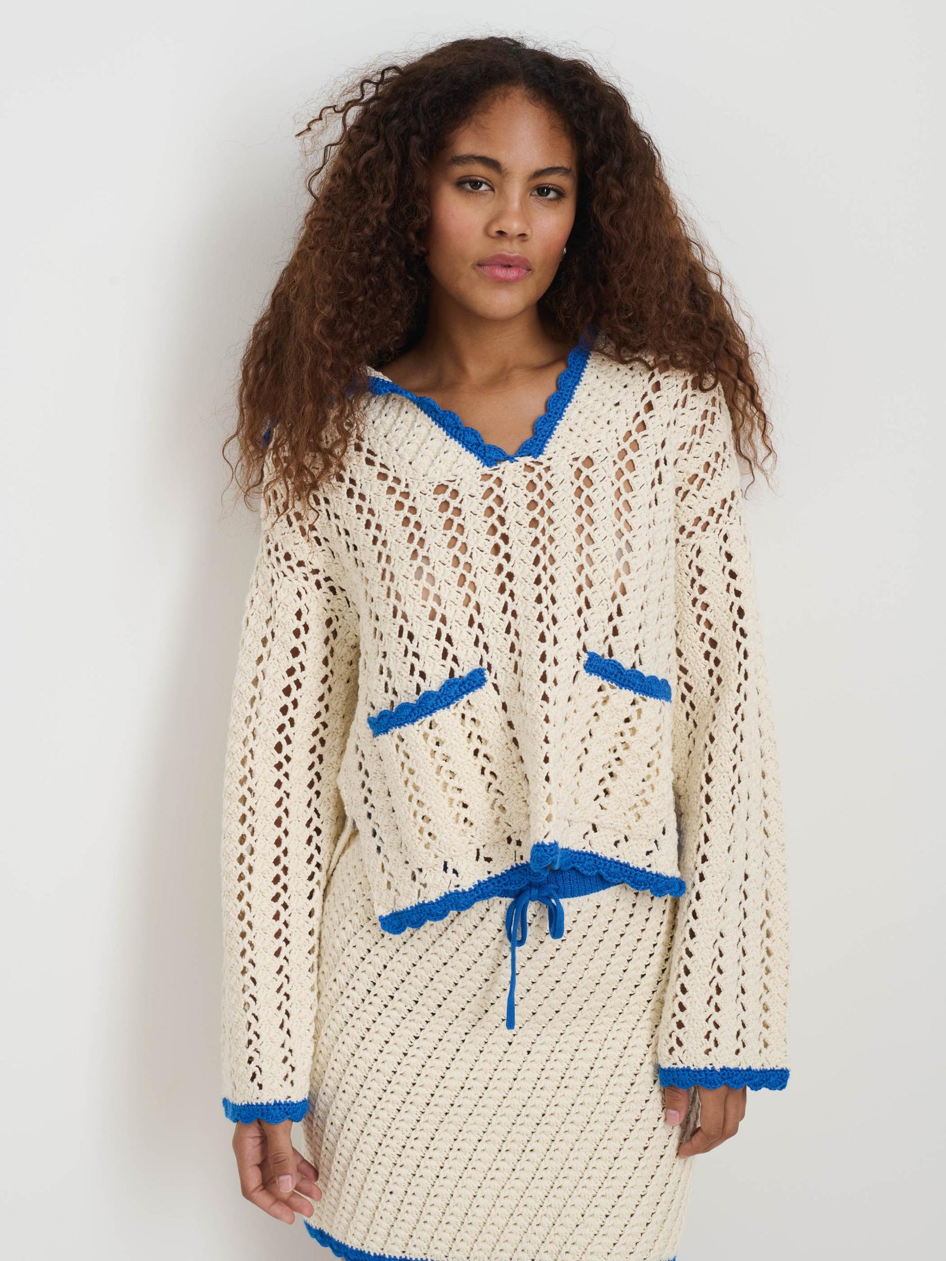 Callie Hand Crochet Pullover In Cotton Product Image