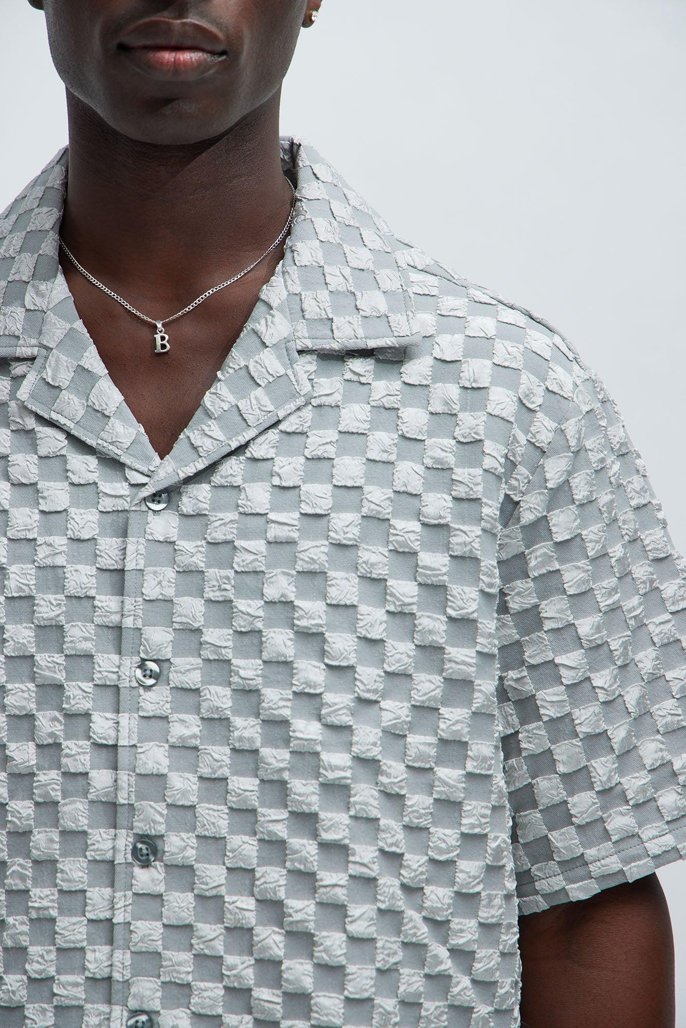 Crinkled Checkers Shirt - Grey Product Image