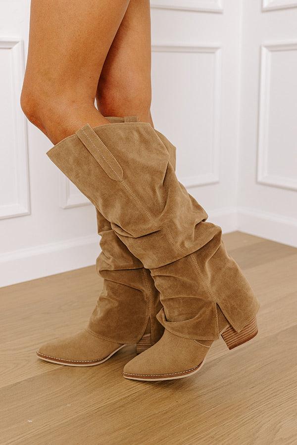The Landry Faux Suede Knee High Boot In Taupe Product Image