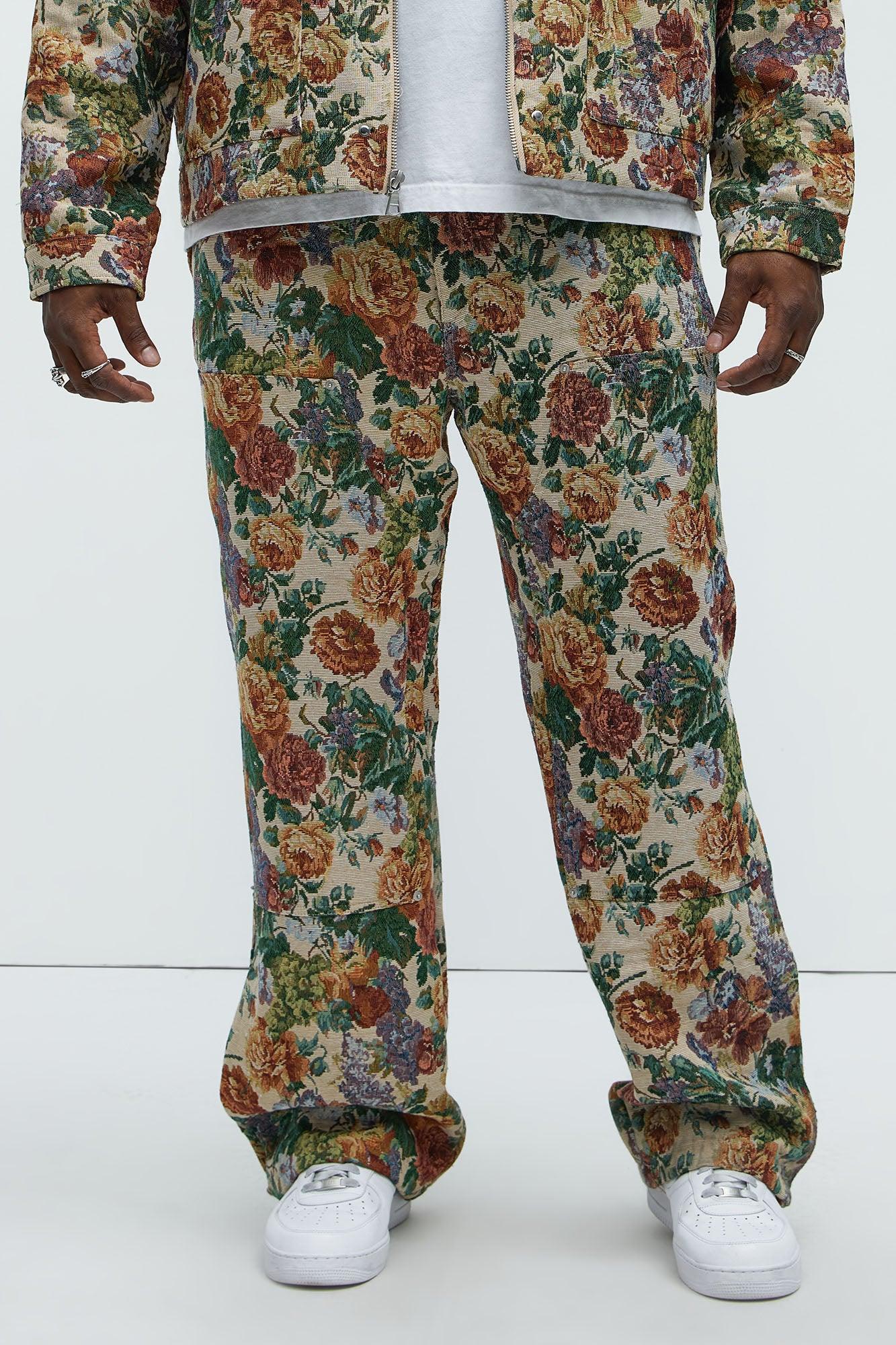 Bellevue Flared Tapestry Carpenter Pants - Green/combo Product Image
