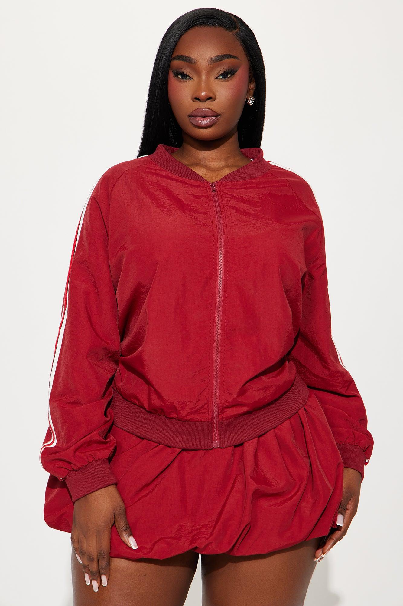 Sporty Bubble Hem Skirt Set - Red Product Image