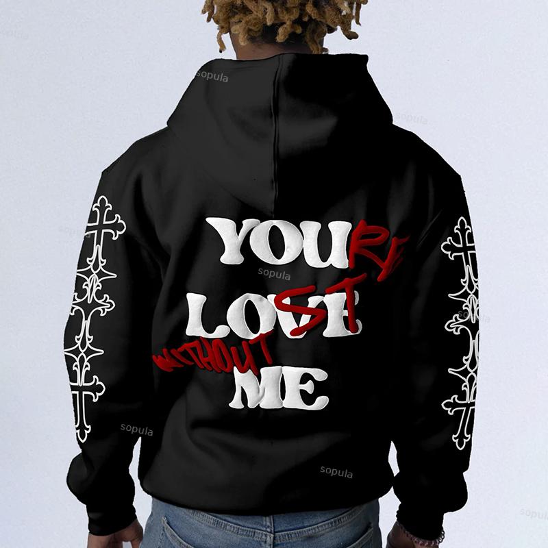 Your Lost Without Me Puff Print Graphic Zip-Up Hoodie Product Image