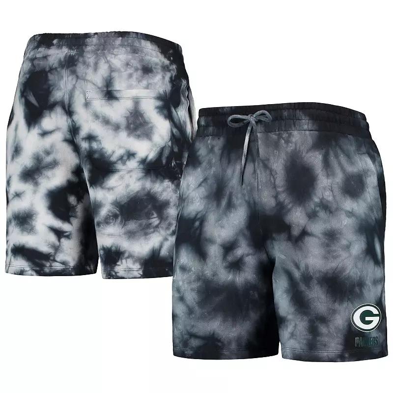 Men's New Era Black Green Bay Packers Tie-Dye Shorts, Size: Small Product Image