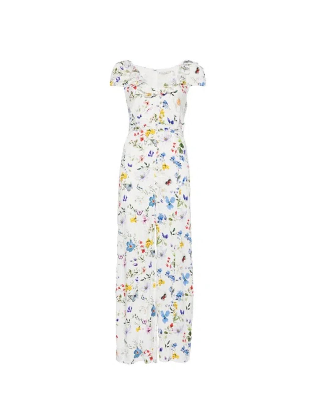 ALICE AND OLIVIA Tara Short Sleeve Ruffle A Line Dress In White Product Image