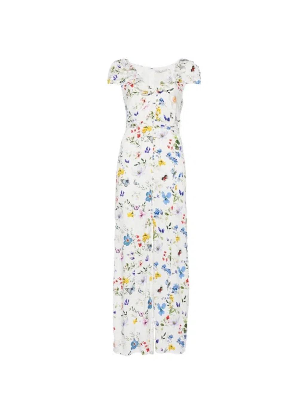 ALICE AND OLIVIA Tara Short Sleeve Ruffle A Line Dress In White Product Image