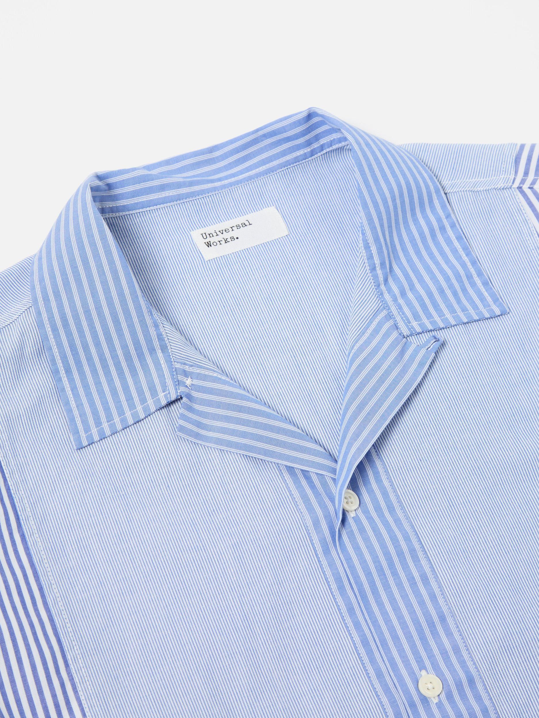 Universal Works Border Panel Shirt in Blue/White Classic Principe Mix Product Image