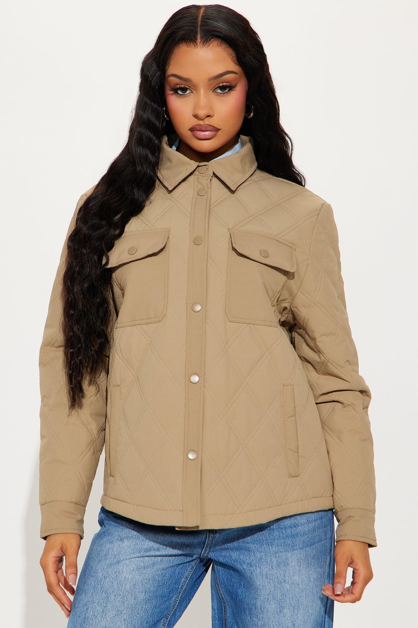 Abby Quilted Shirt Jacket - Tan Female Product Image