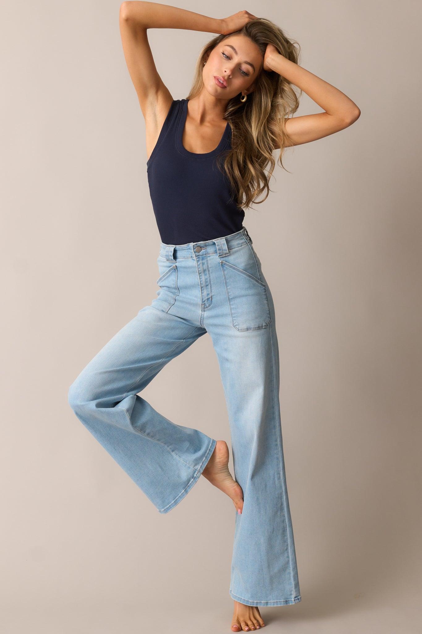 Hazy Days Light Wash Wide Leg Jeans Product Image