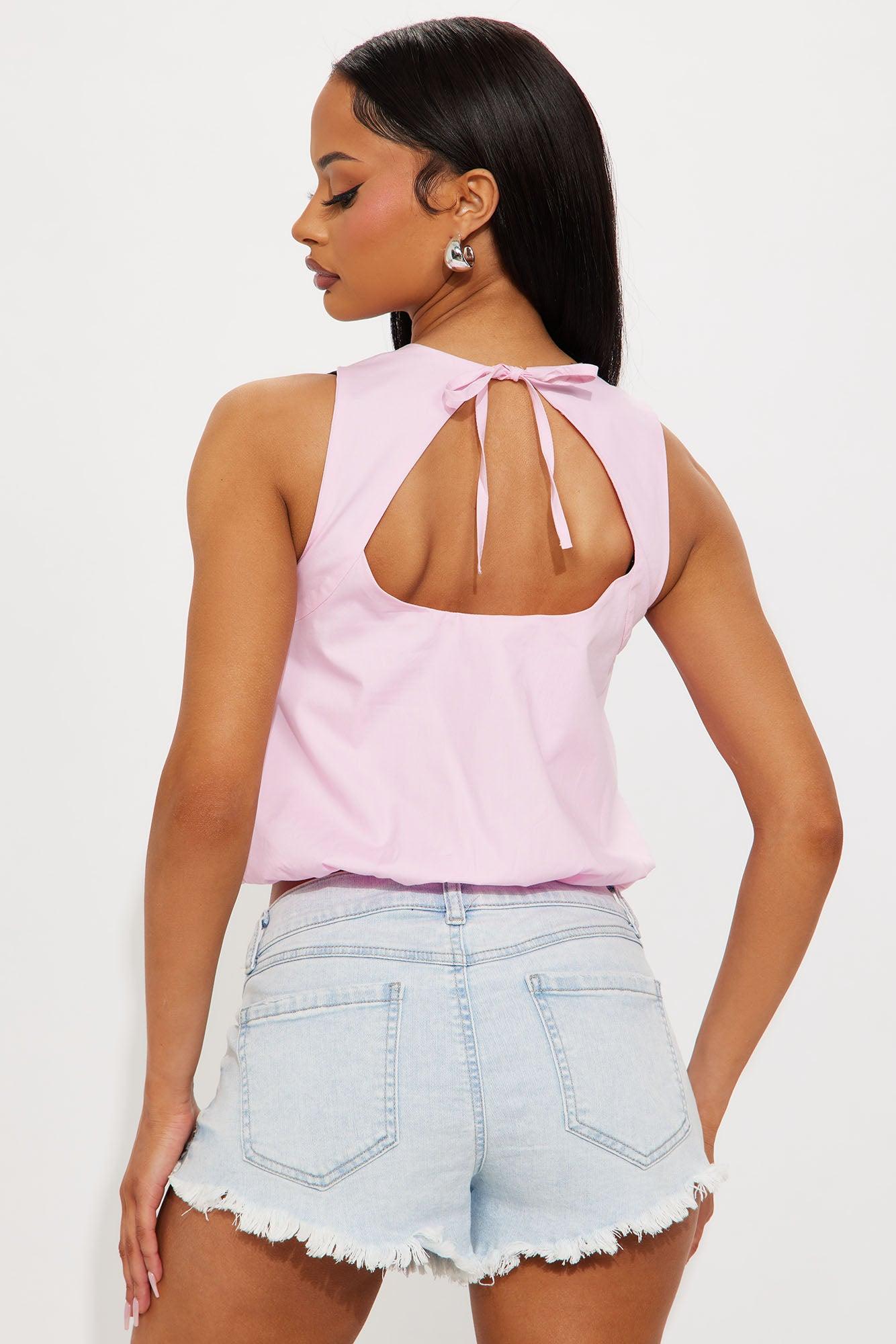 Casual Charm Bubble Hem Top - Pink Product Image