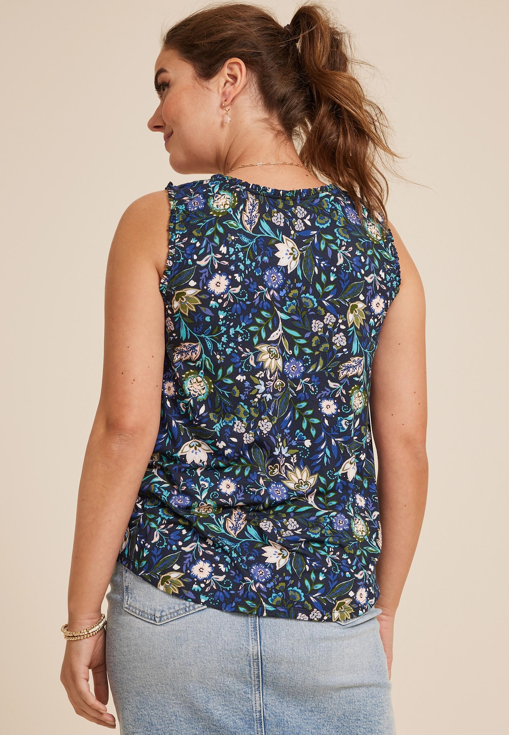 Effortless Ruched Floral Tank Top  Product Image