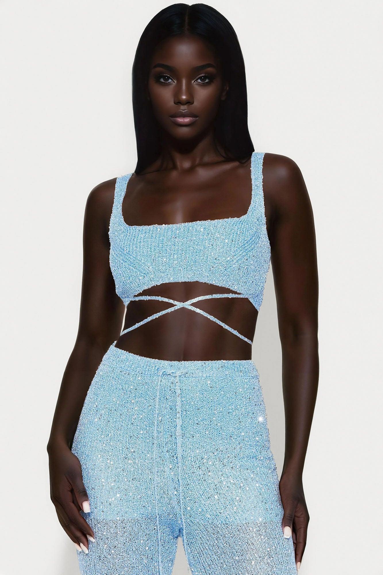 Spotlight On Me Crochet Pant Set - Periwinkle Female Product Image