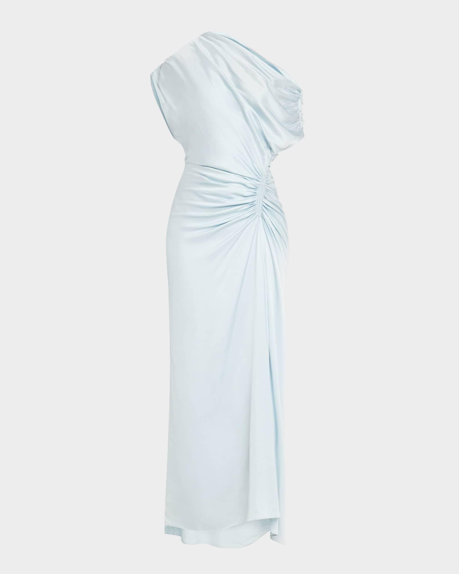 Penny One-Shoulder Ruched Satin Gown Product Image