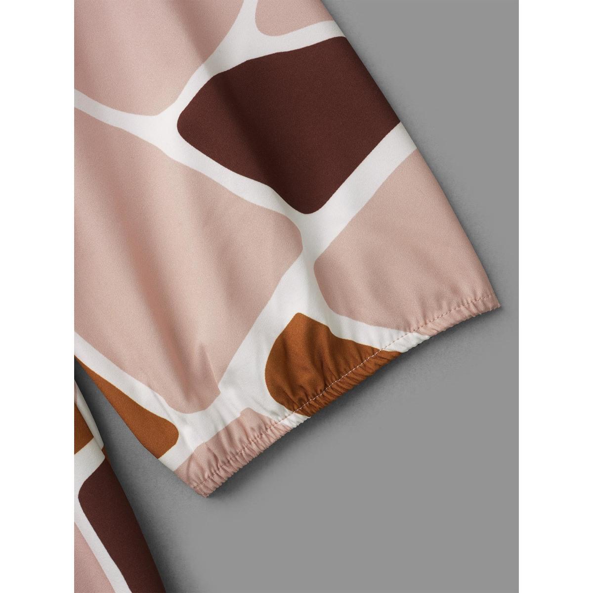 Plus Size Neck-Tie Color Block Waist Cinched Dress Multicolor Women Casual Tie knot V-neck Elbow-length sleeve Curvy BloomChic 10/M Product Image