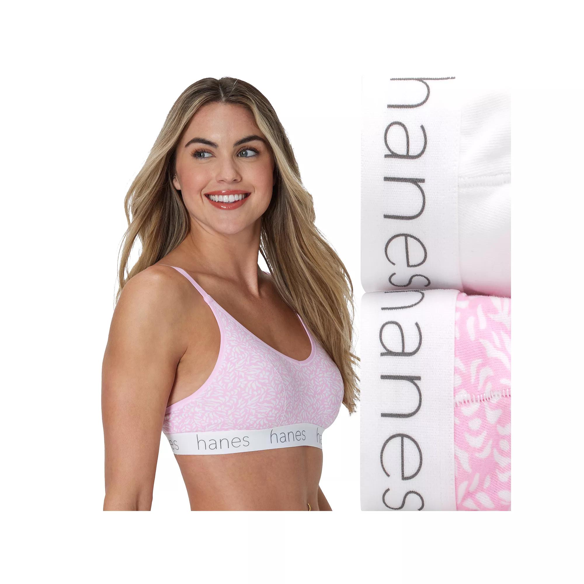 Hanes Originals Ultimate 2-Pack Stretch Cotton Triangle Bralette DHO101, Women's,  Product Image