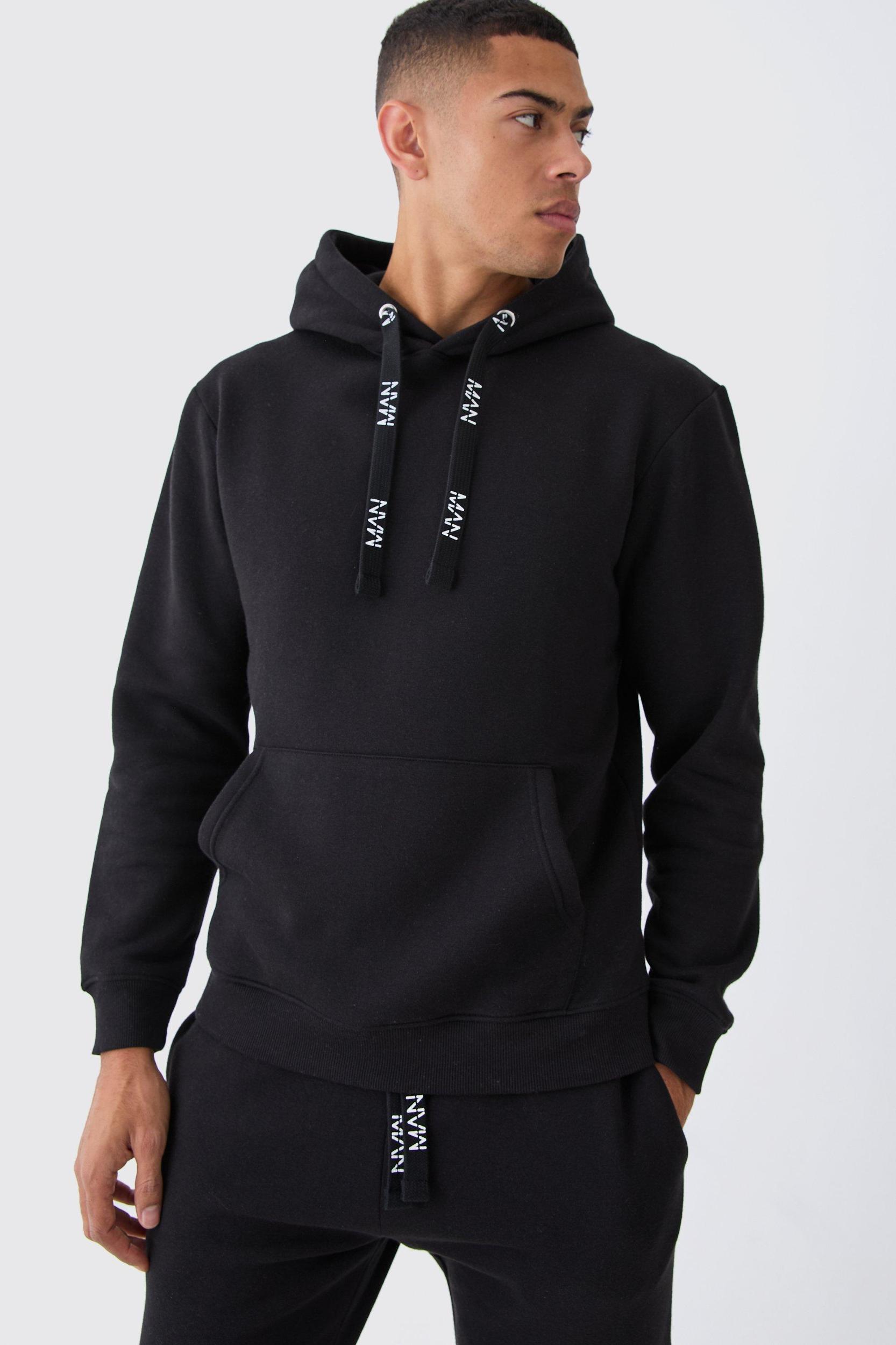 Regular Fit Man Branded Drawcord Detail Hooded Tracksuit | boohooMAN USA Product Image