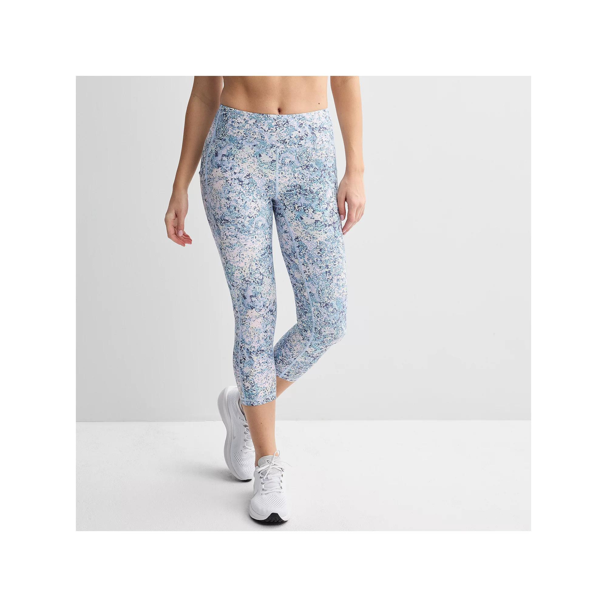 Women's Tek Gear® Ultrastretch Pocket High-Waisted Capri Leggings, Size: XL, Blue Spots Product Image