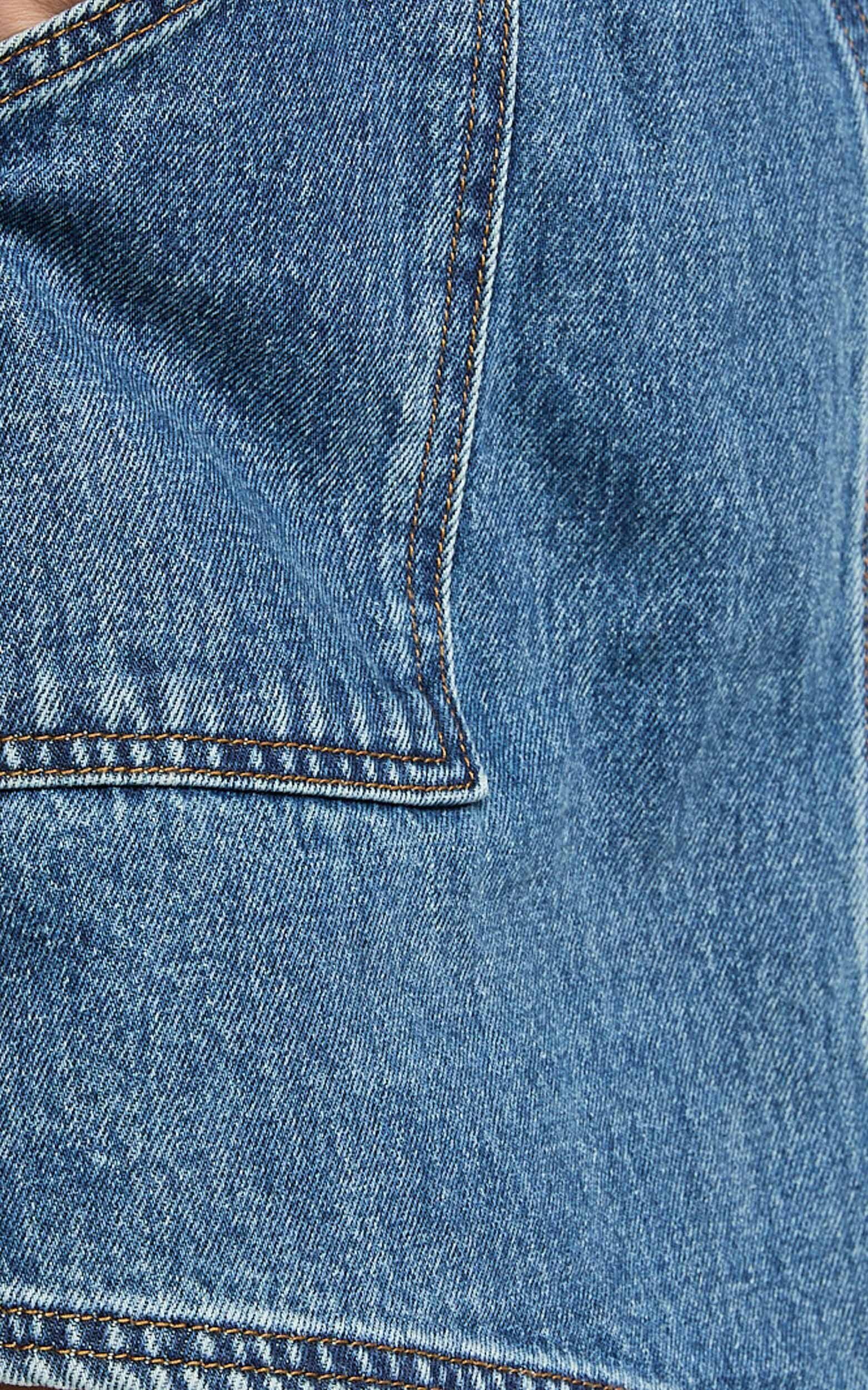 Harleigh Skort - Pocket Detail Wrap Denim Skort in Dark Blue Wash Product Image