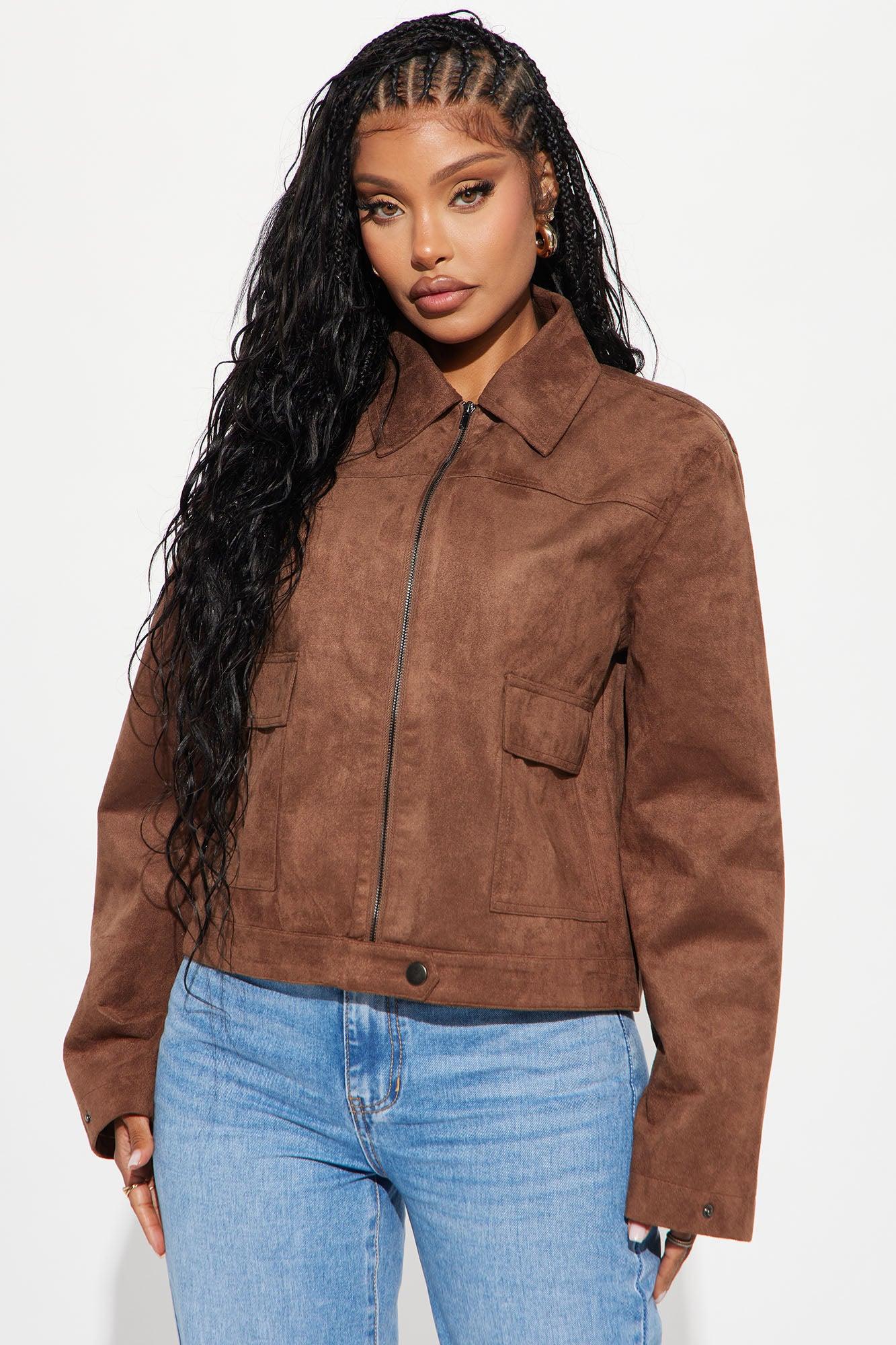 How It IS Faux Suede Jacket - Brown Female Product Image