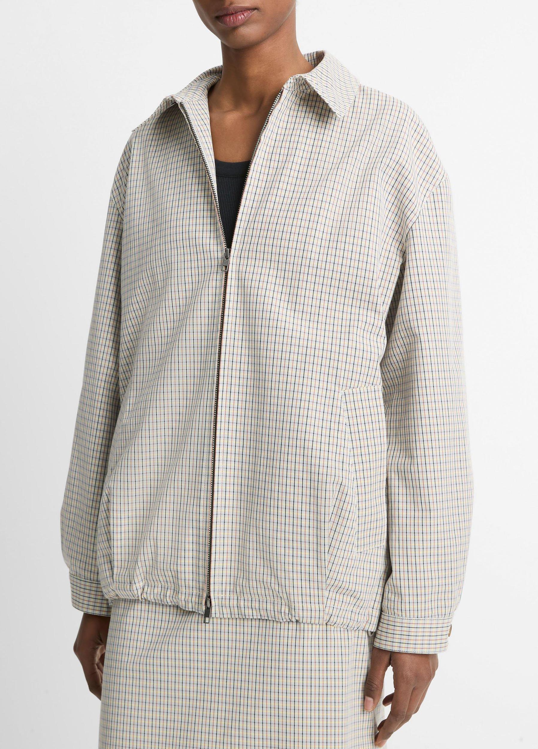 Gardener's Check Cotton Oversized Bomber Jacket Product Image