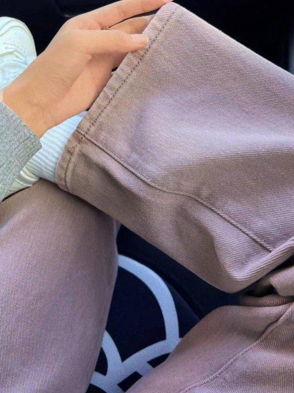 Washed Purple Denim Boyfriend Jeans Product Image