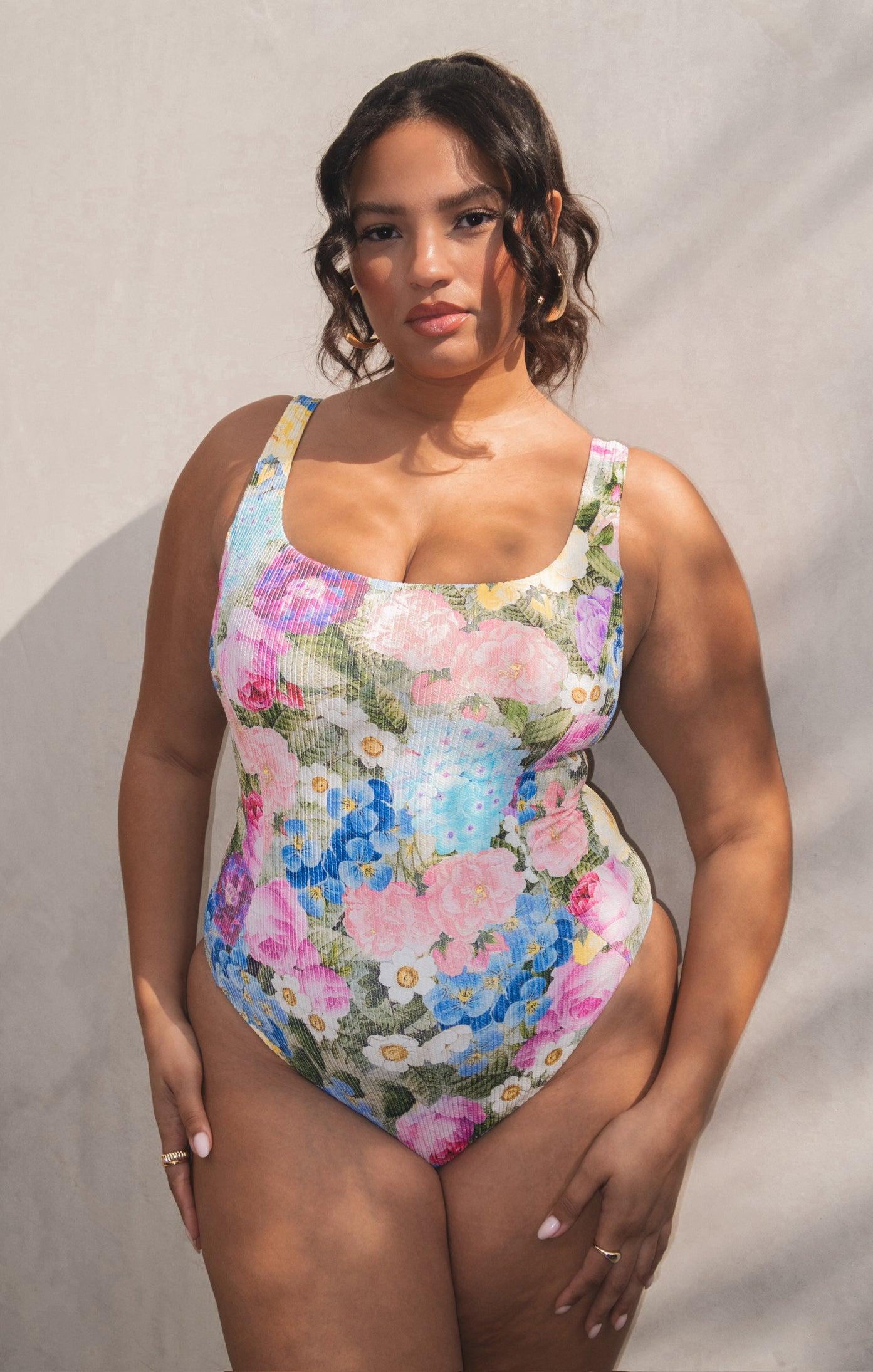 Miramar Beach One Piece ~ Flower Shop Rib Scrunch Product Image