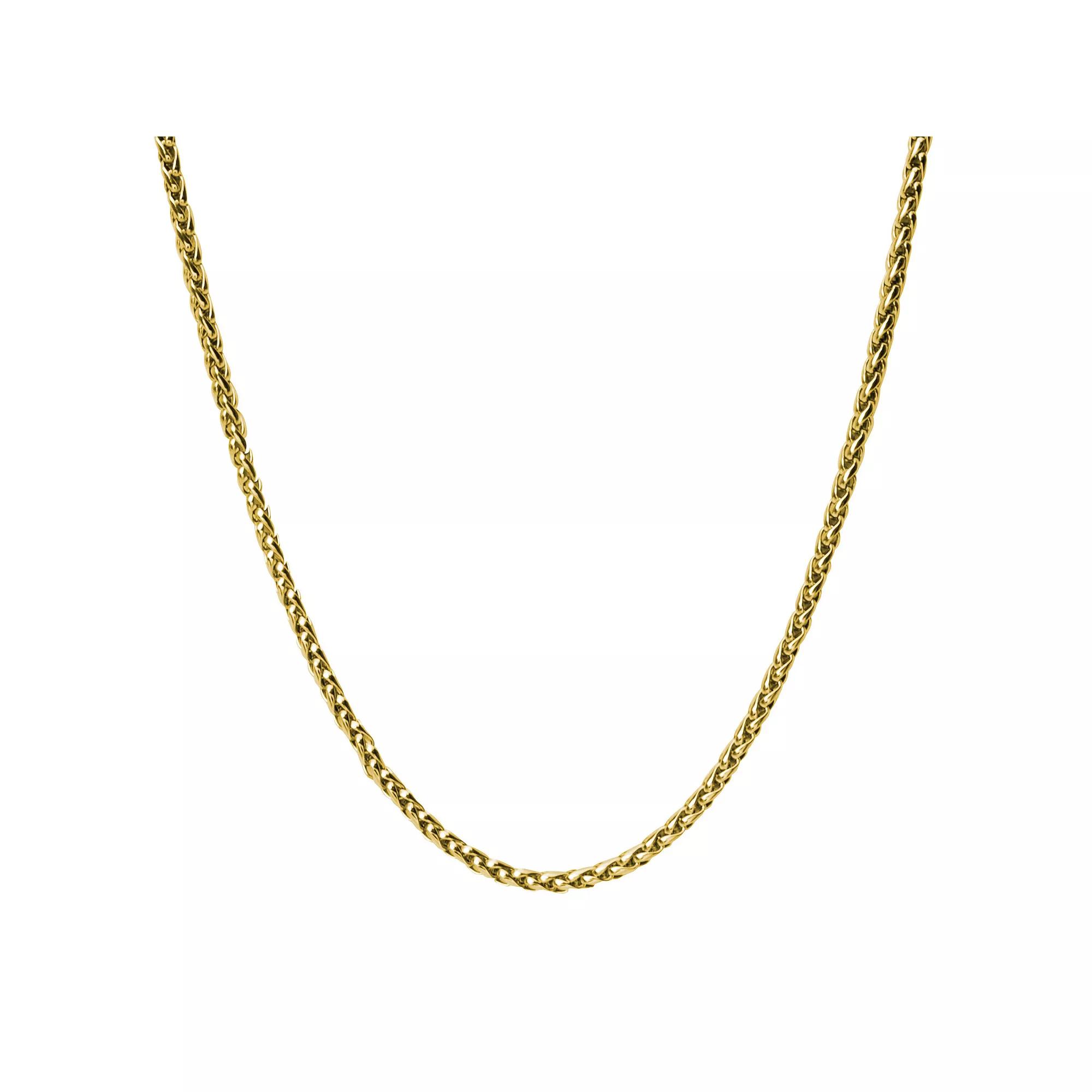 Men's Stainless Steel 3.4 mm Round Wheat Chain Necklace, Size: 24", Gold Tone Product Image