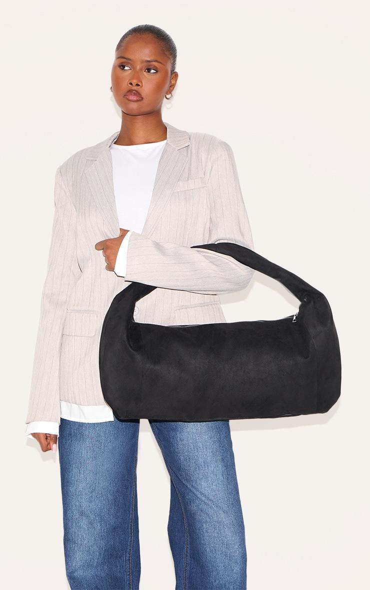 Black Oversized Faux Suede Tote Bag Product Image