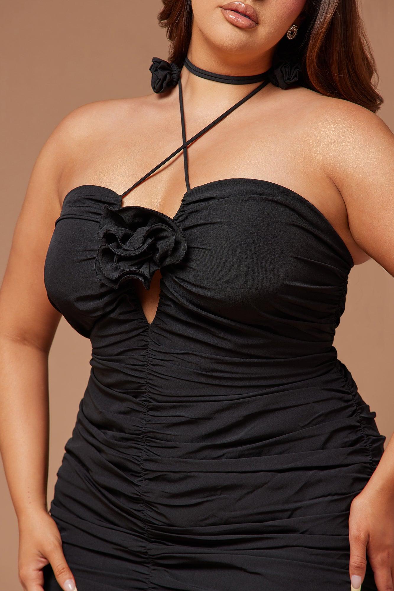 Rayla Rose Ruched Mini Dress - Black Product Image