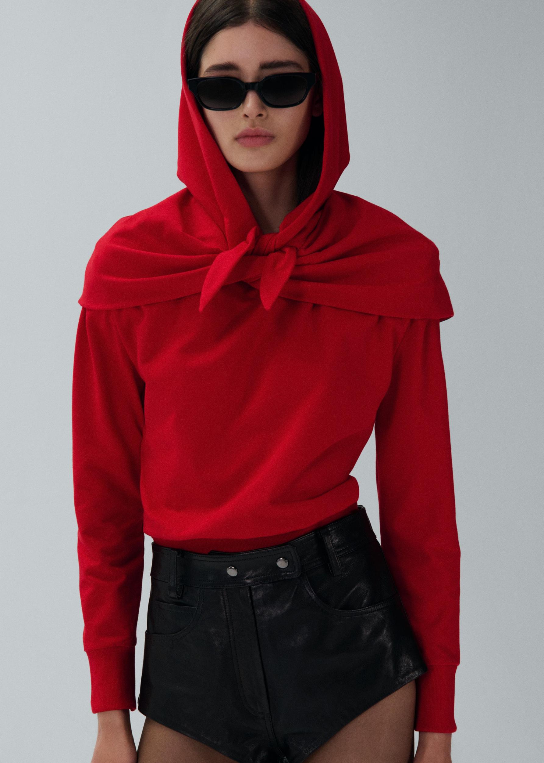 Babouchka style hoodie in red Product Image