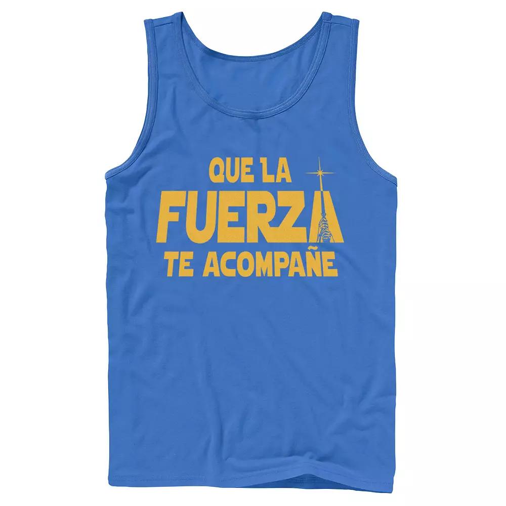 Men's Star Wars Que La Fuerza Te Acompane Yellow Text Tank Top,  Product Image
