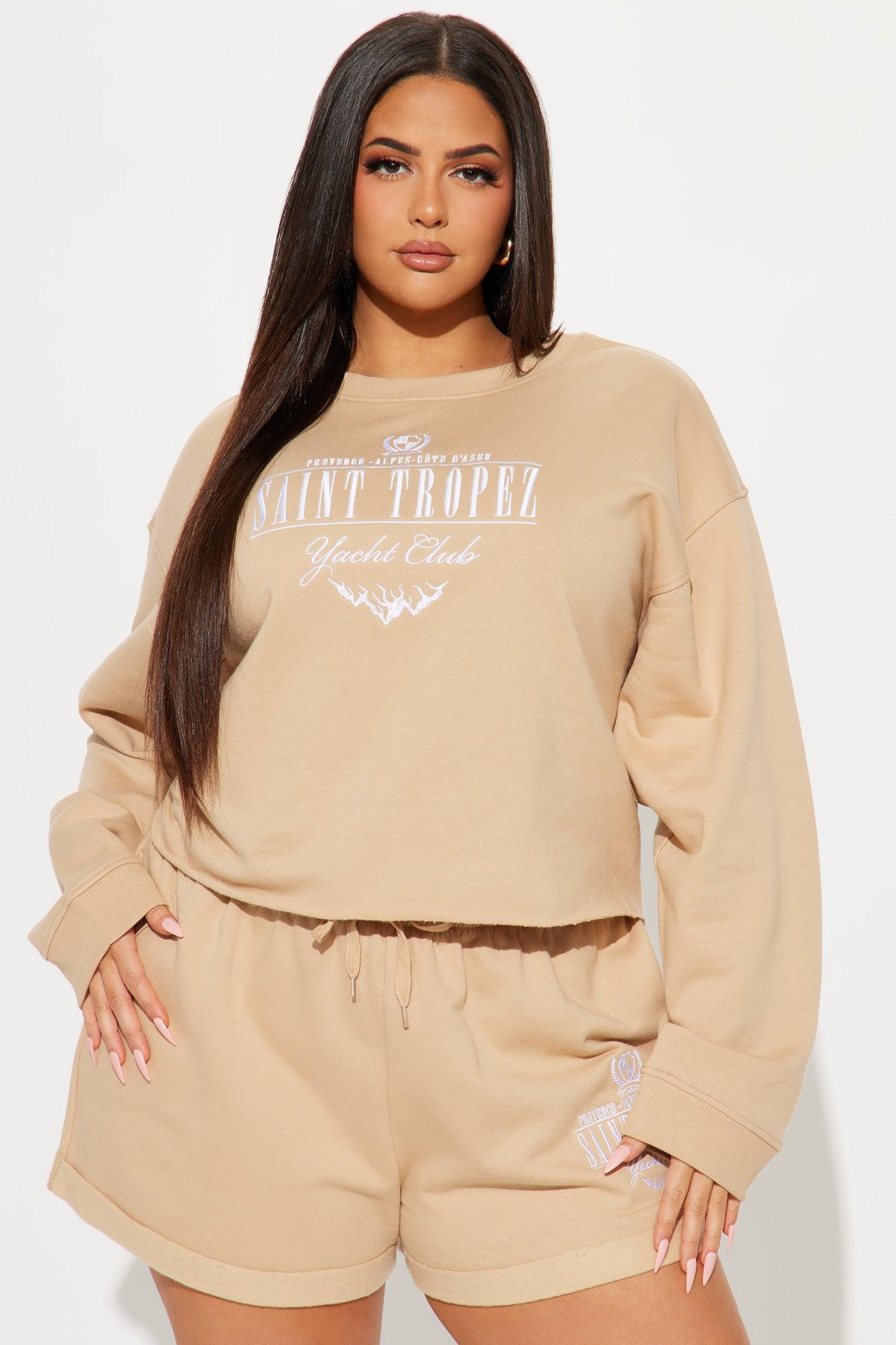 St. Tropez Embroidered Sweatshirt - Taupe Product Image