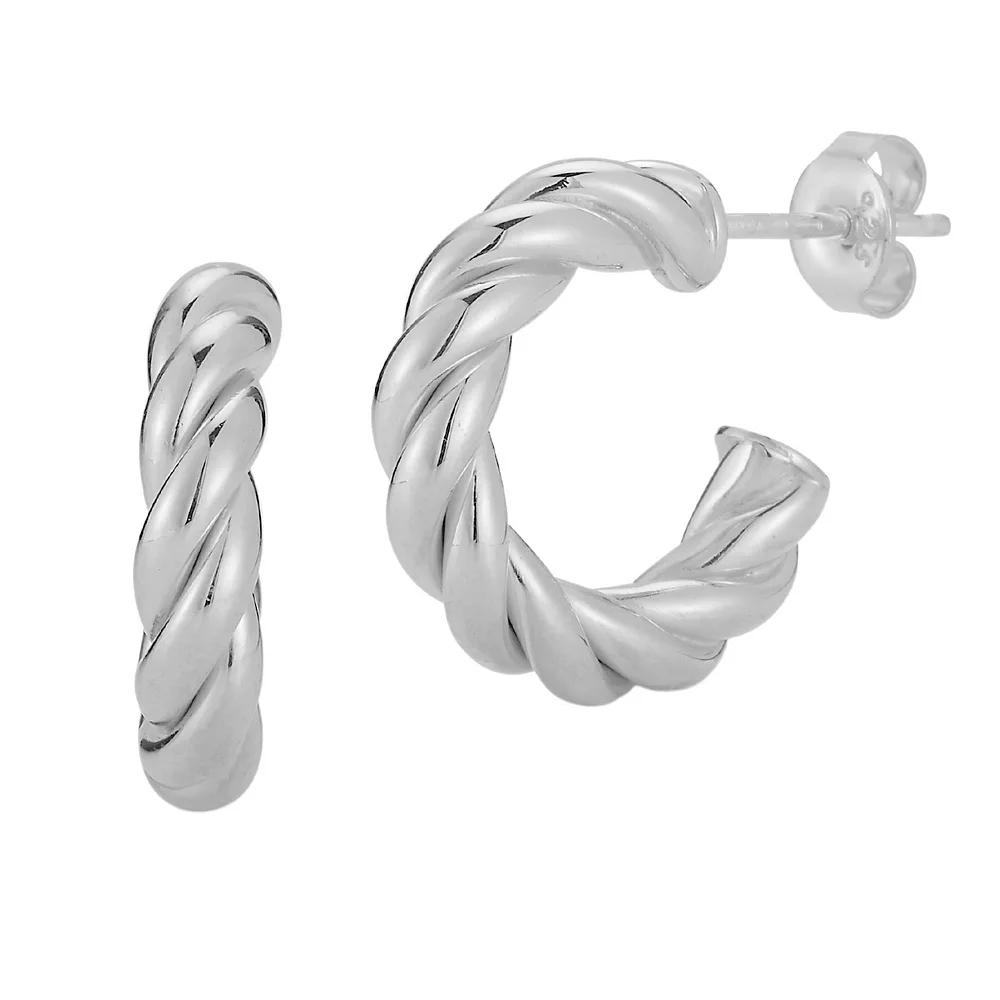 Sunkissed Sterling Small Twist Hoop Earrings, Women's, Silver Tone Product Image