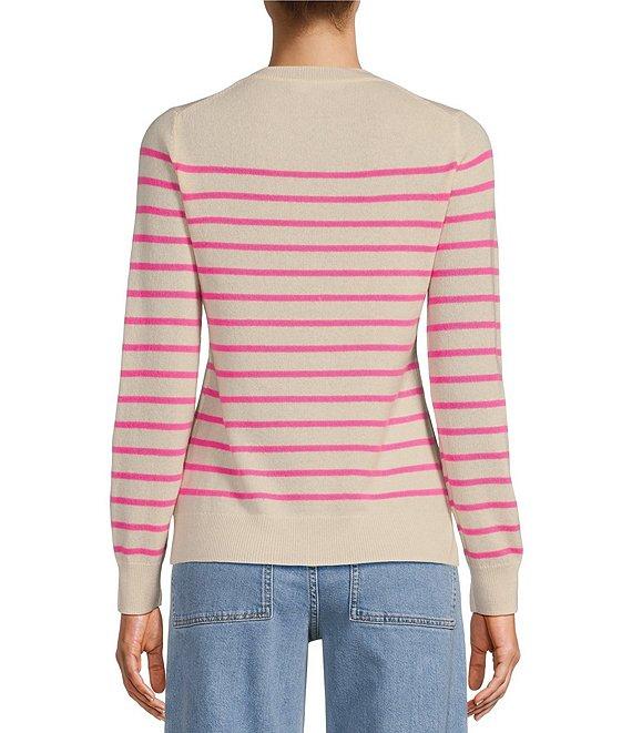 Antonio Melani Luxury Collection Cameron Cashmere Crew Neck Long Sleeve Striped Knit Sweater Product Image