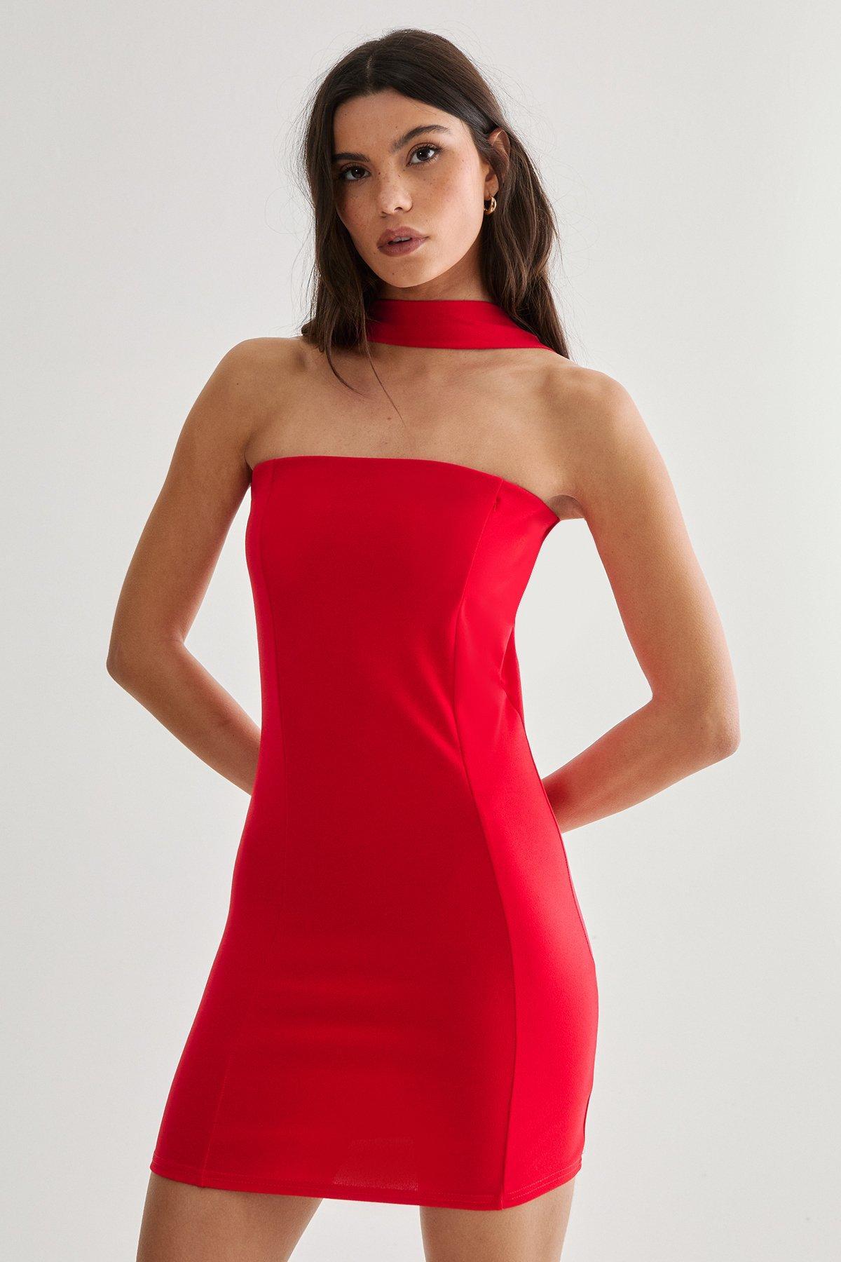 Halter Collar Bodycon Mini Dress Product Image