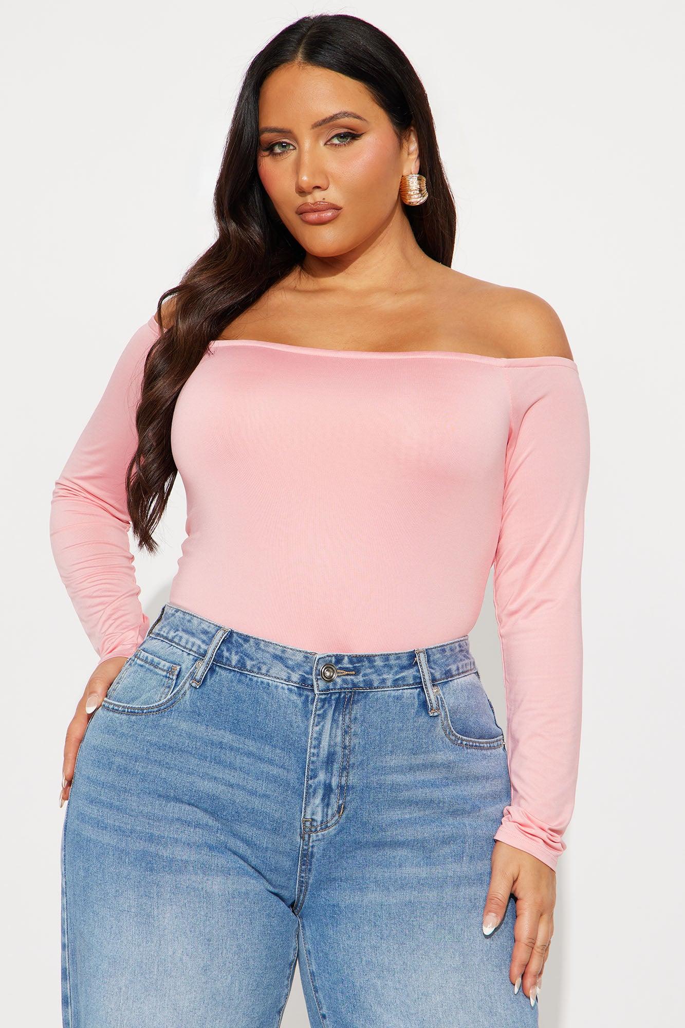 No Convincing Off Shoulder Cut Out Bodysuit - Pink Female Product Image