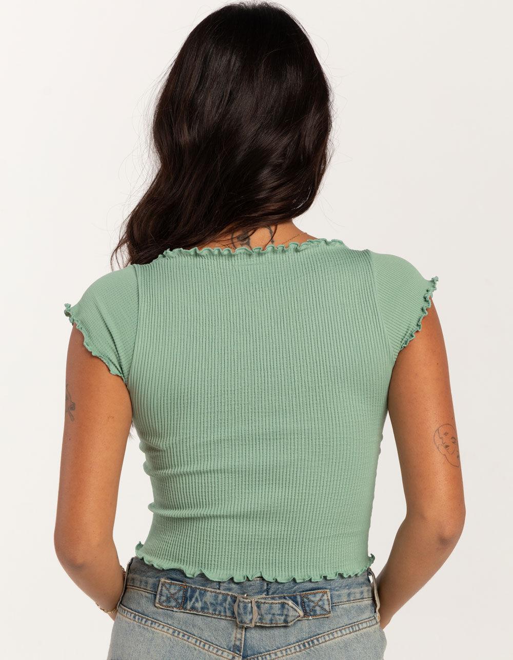 BDG Urban Outfitters Elise Cap Sleeve Womens Knit Top - LT GREEN Product Image