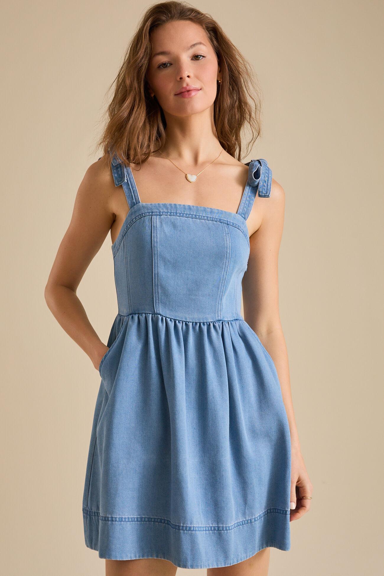 Morgan Denim Mini Dress Product Image