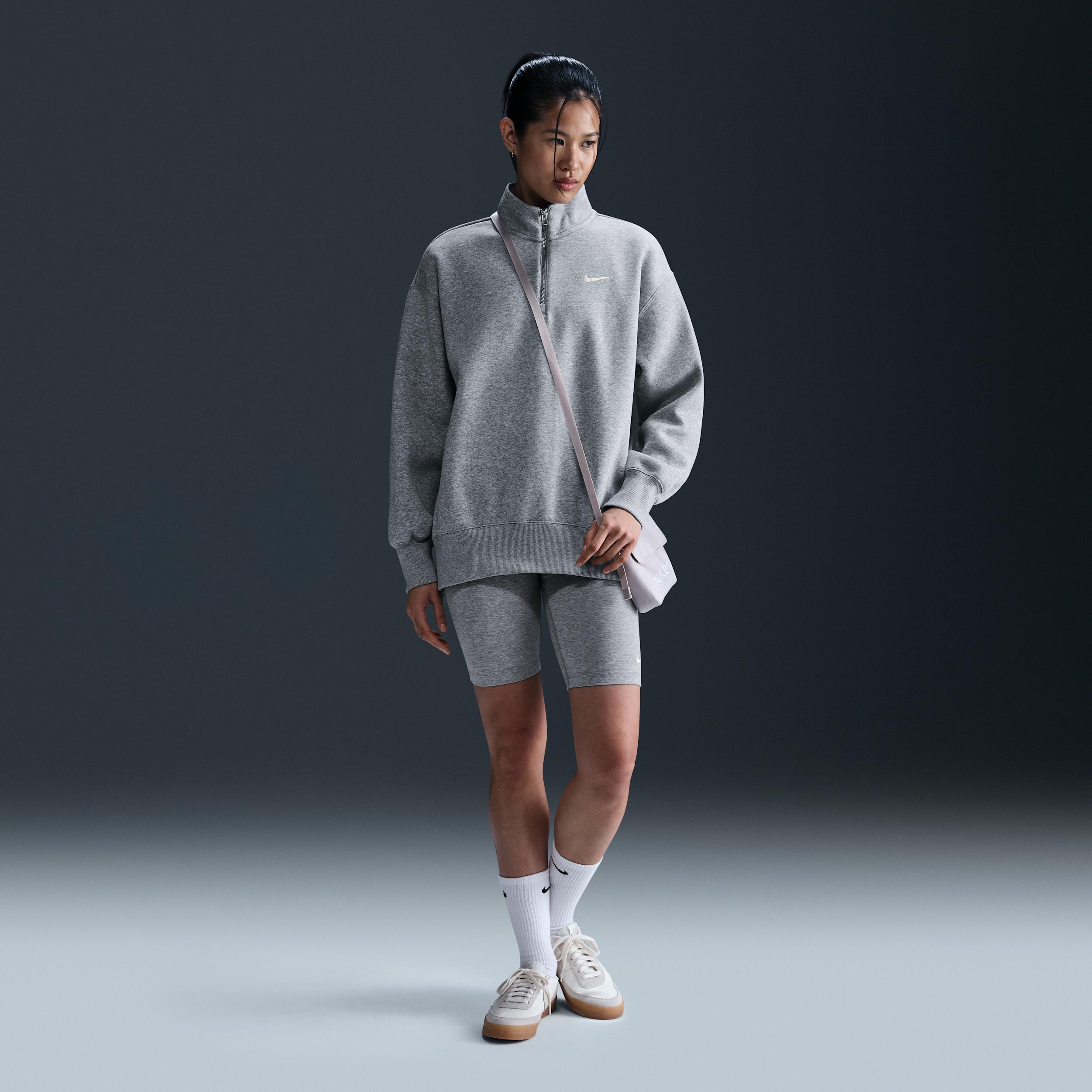 Womens Nike Sportswear Phoenix Fleece Oversized 1/4-Zip Long Sweatshirt | HJ0931-063 Product Image