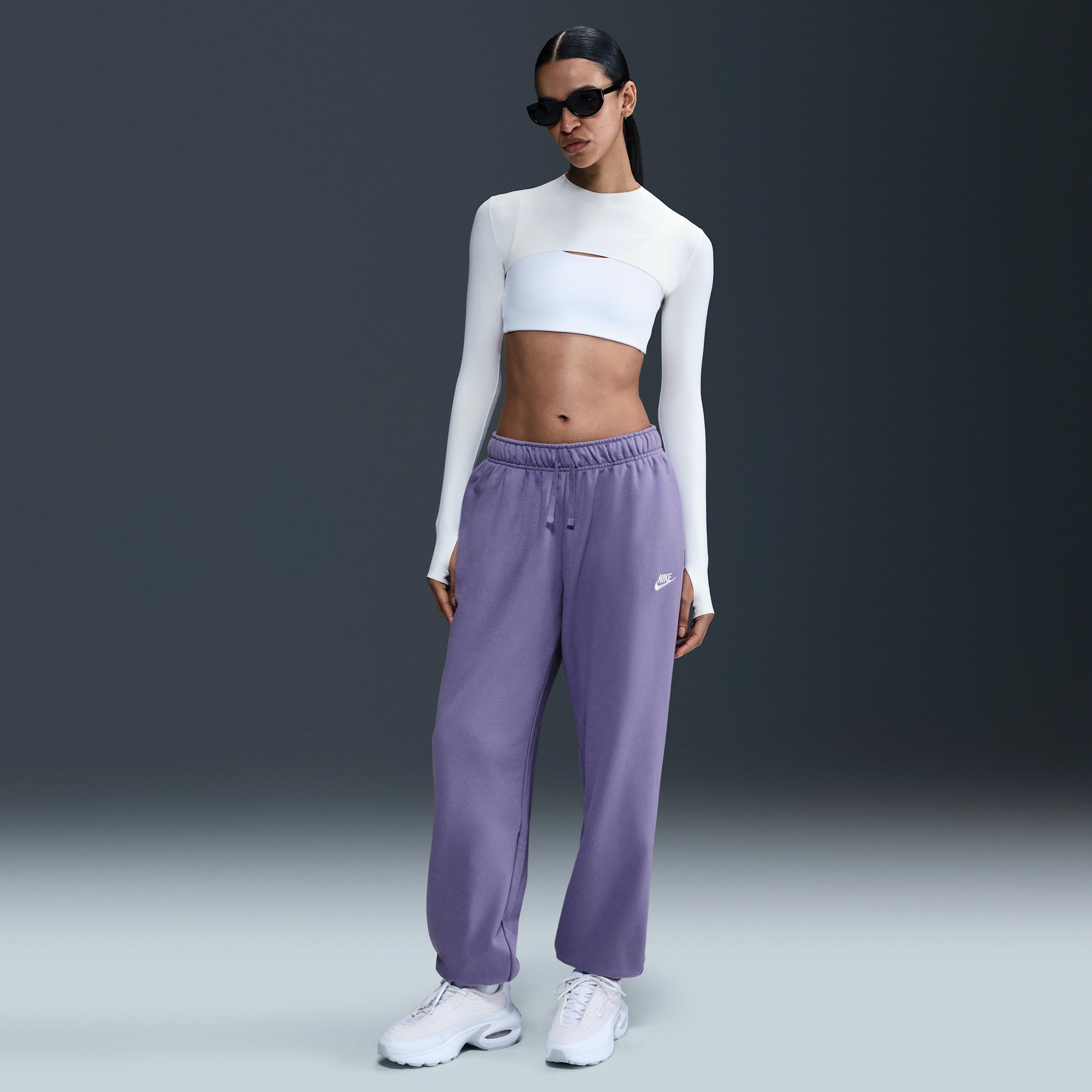 Womens Nike Sportswear Club Fleece Mid-Rise Oversized Sweatpants Product Image