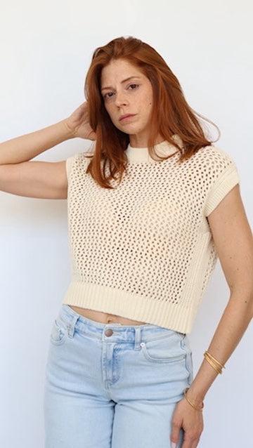 Lia Crochet Knit Top Product Image