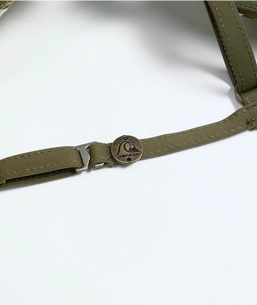 Quiksilver Pipeline Green & White Long Sleeve Crop Swim Top Product Image