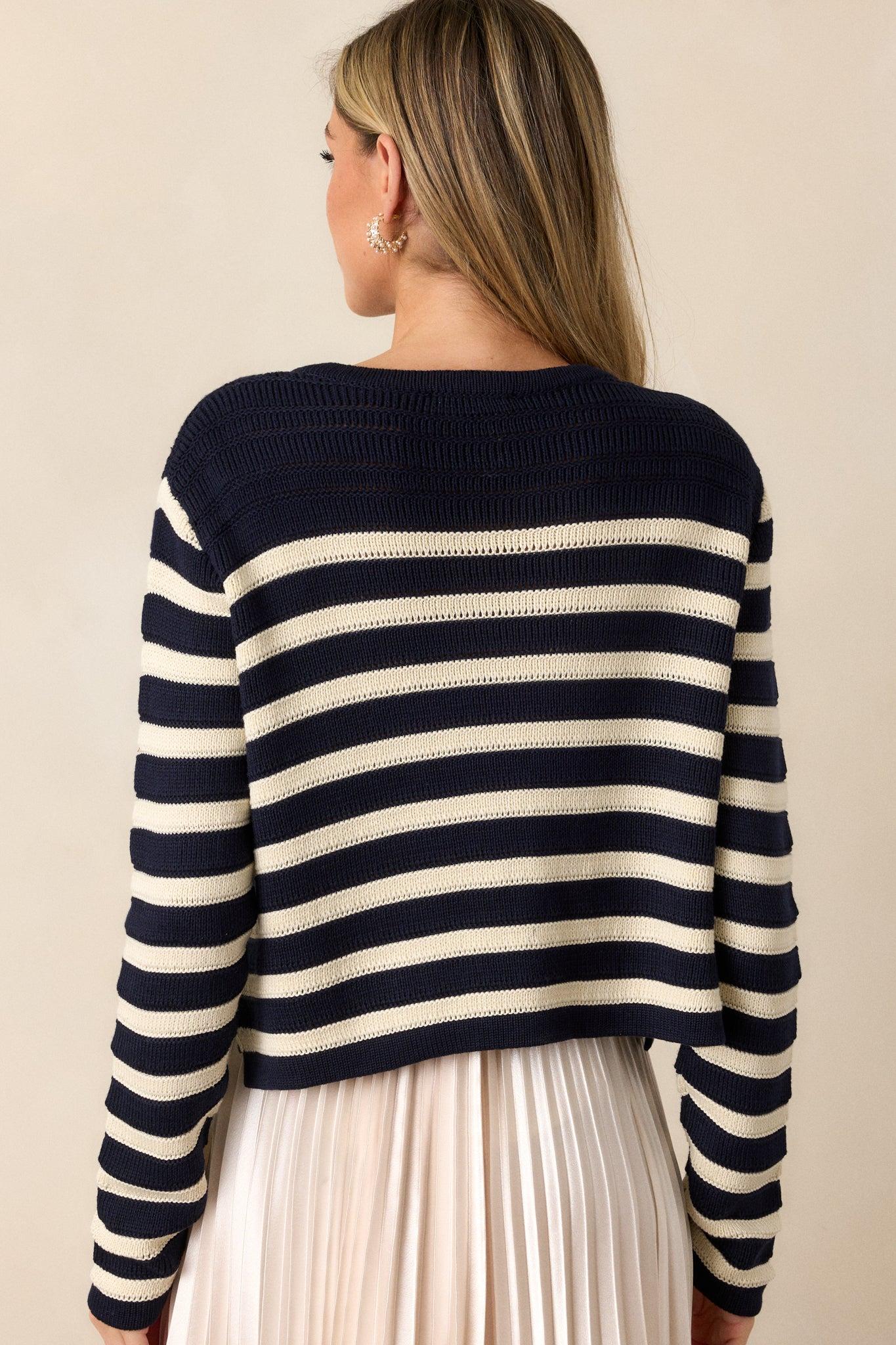 Harborside Hideaway Navy & White Stripe Cardigan Product Image