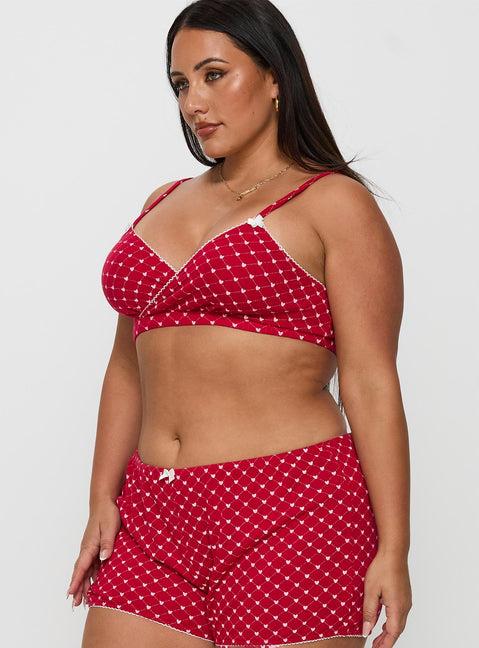 Slumber Pointelle Sleep Bralette Red Curve Product Image