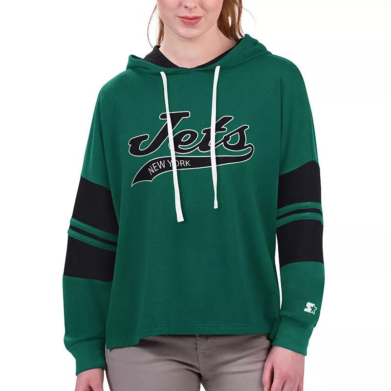 Women's Starter Green New York Jets Bump And Run Long Sleeve Hoodie T-Shirt,  Product Image