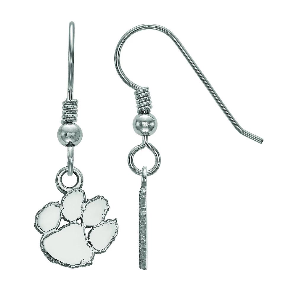 LogoArt Sterling Silver Rhodium Plated Clemson Tigers XS Dangle Earrings, Women's Product Image