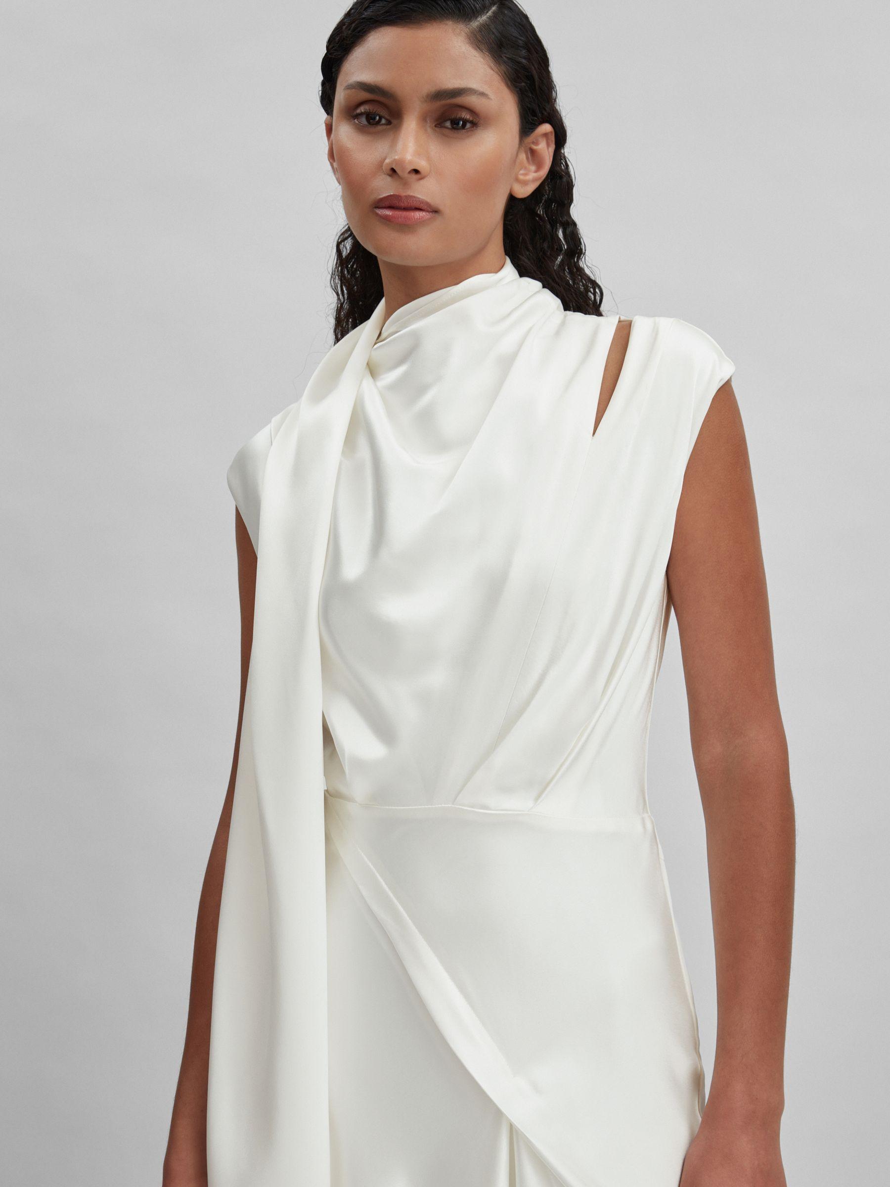 Acler Drape Element Asymmetric Midi Dress in Ivory Product Image