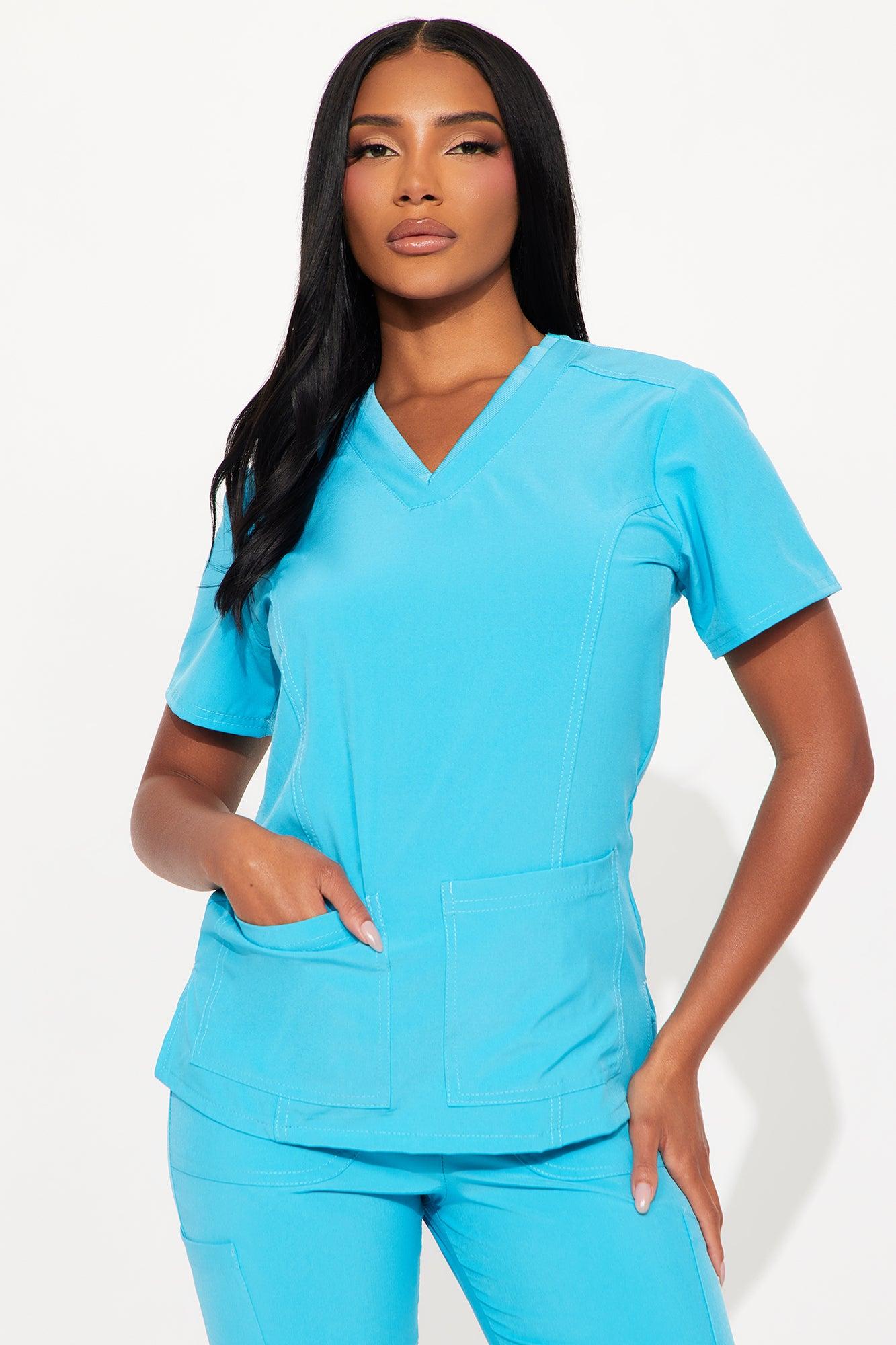 Checked In 4 Way Stretch Scrub Uniform Jogger Set - Turquoise Product Image