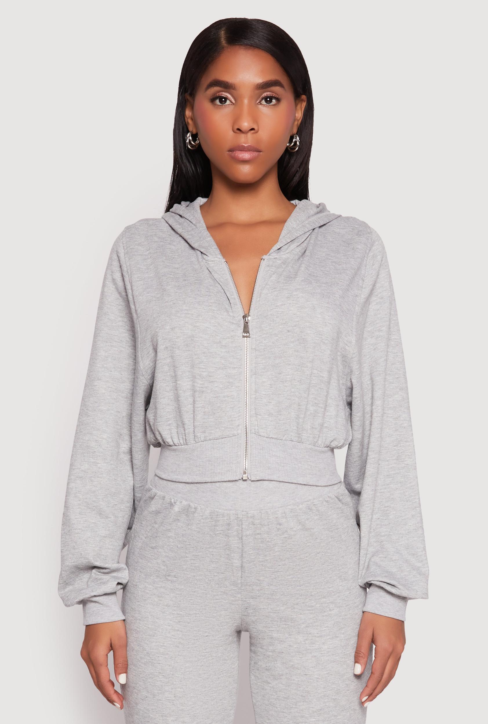 Womens Zip Front Cropped Hoodie Product Image