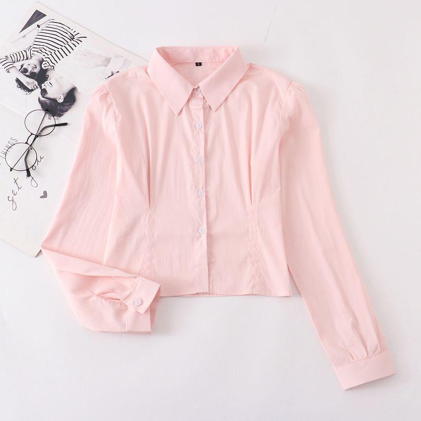 Collared Plain Shirt / High Rise Plain Mini Pencil Skirt / Neck Tie / Sheer Tights (Various Designs) Product Image